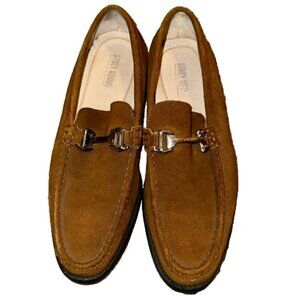 Stacy Adams Men’s Sliver Buckle Round Toe Brown Suede Leather Loafers